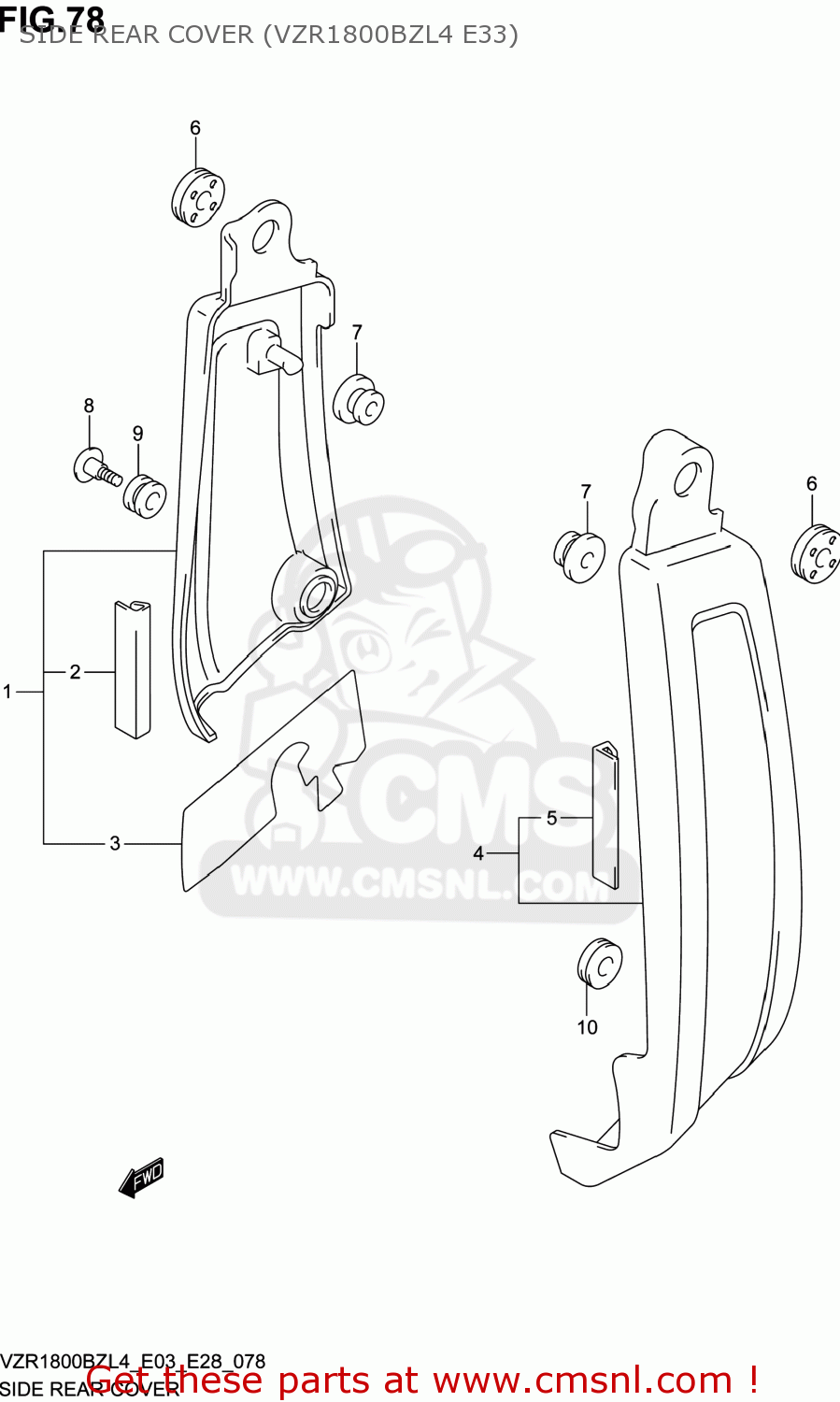 SIDE REAR COVER (VZR1800BZL4 E33) VZR1800BZ BOULEVARD 2014 (L4) USA (E03)