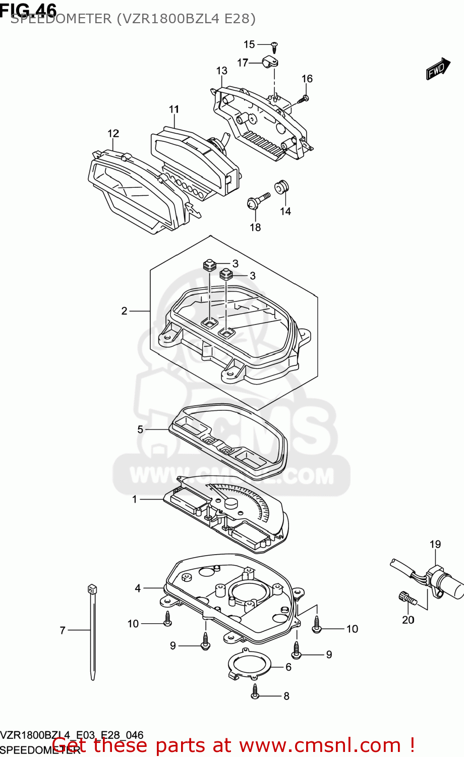 SPEEDOMETER (VZR1800BZL4 E28) VZR1800BZ BOULEVARD 2014 (L4) USA (E03)