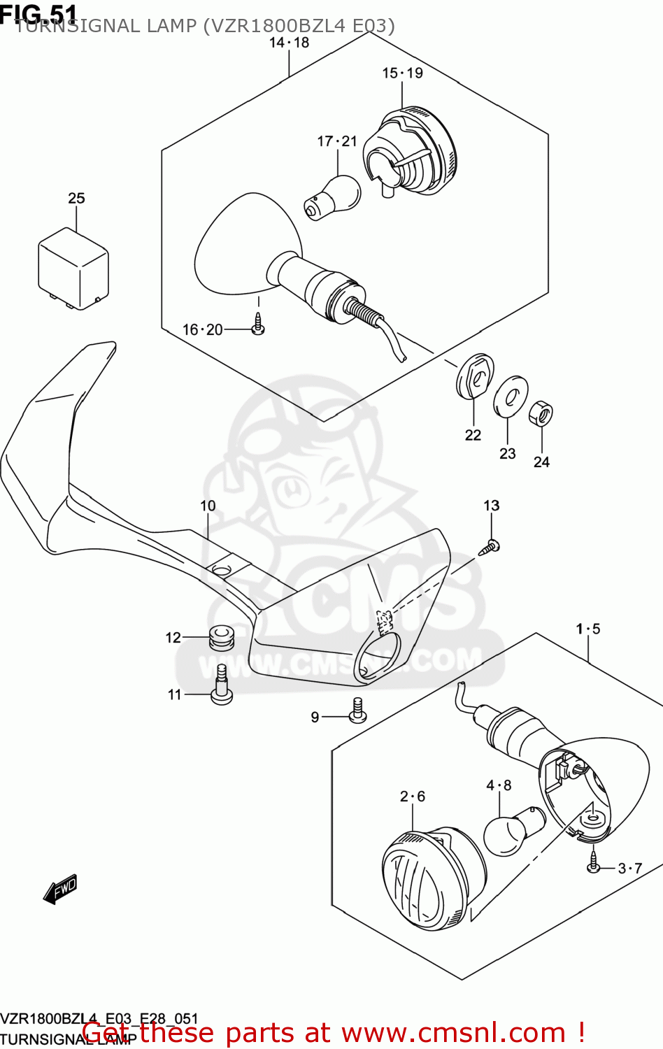 TURNSIGNAL LAMP (VZR1800BZL4 E03) VZR1800BZ BOULEVARD 2014 (L4) USA (E03)
