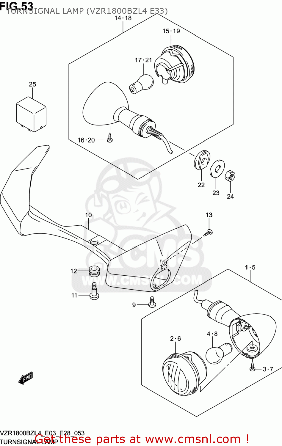 TURNSIGNAL LAMP (VZR1800BZL4 E33) VZR1800BZ BOULEVARD 2014 (L4) USA (E03)