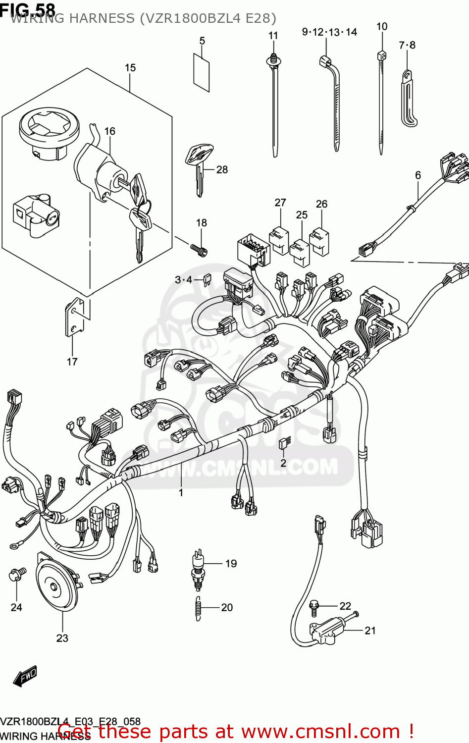 WIRING HARNESS (VZR1800BZL4 E28) VZR1800BZ BOULEVARD 2014 (L4) USA (E03)
