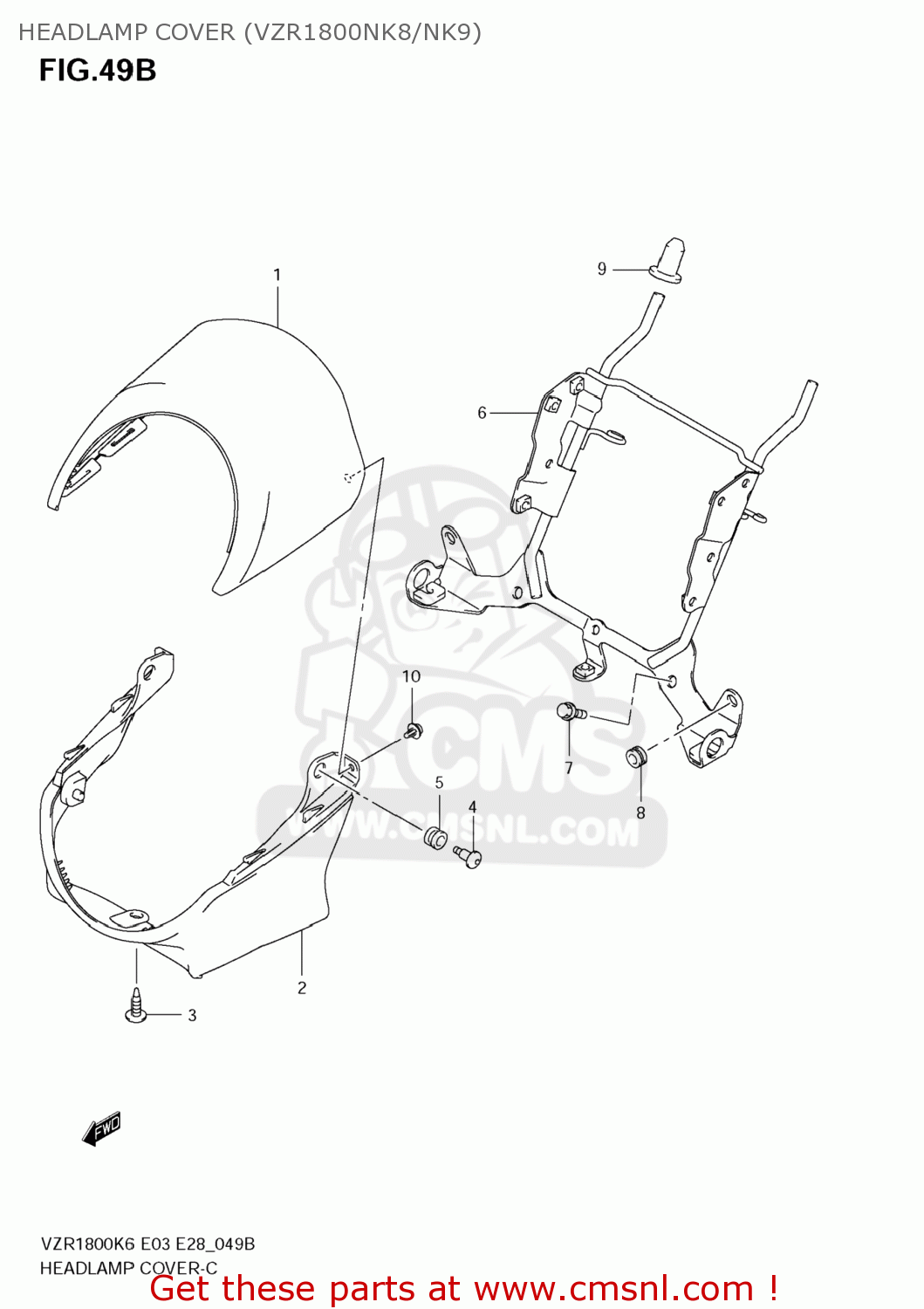 HEADLAMP COVER (VZR1800NK8/NK9) VZR1800N BOULEVARD M109R 2006 (K6) CALIFORNIA (E33)