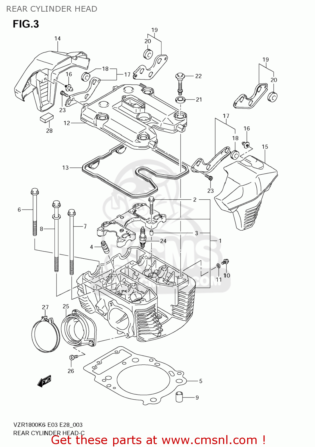 REAR CYLINDER HEAD VZR1800N BOULEVARD M109R 2006 (K6) CALIFORNIA (E33)