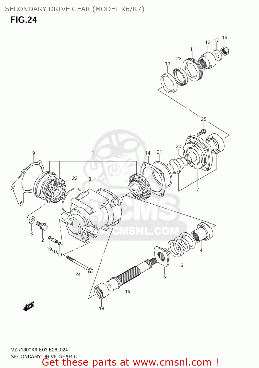 SECONDARY DRIVE GEAR (MODEL K6/K7) VZR1800N BOULEVARD M109R 2006 (K6) CALIFORNIA (E33)