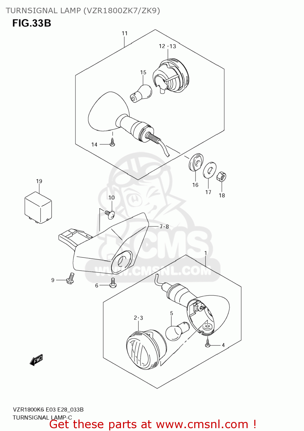 TURNSIGNAL LAMP (VZR1800ZK7/ZK9) VZR1800N BOULEVARD M109R 2006 (K6) CALIFORNIA (E33)