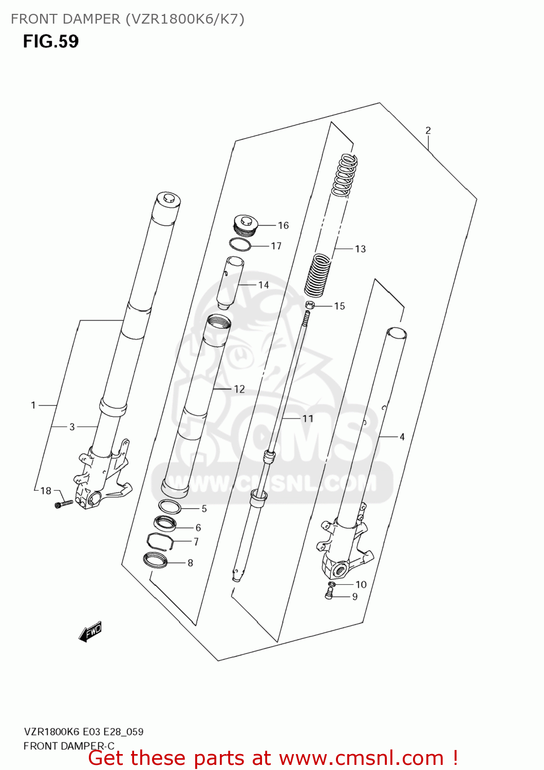 FRONT DAMPER (VZR1800K6/K7) VZR1800N BOULEVARD M109R 2007 (K7) CALIFORNIA (E33)
