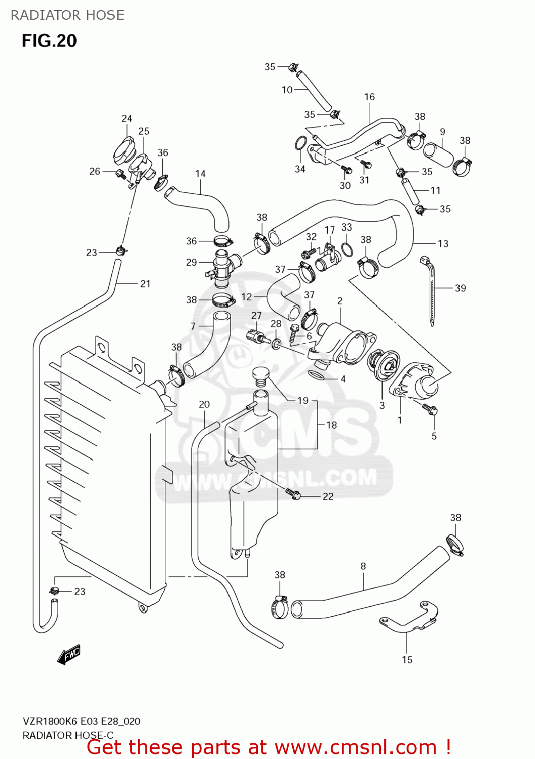 RADIATOR HOSE VZR1800N BOULEVARD M109R 2008 (K8) CALIFORNIA (E33)
