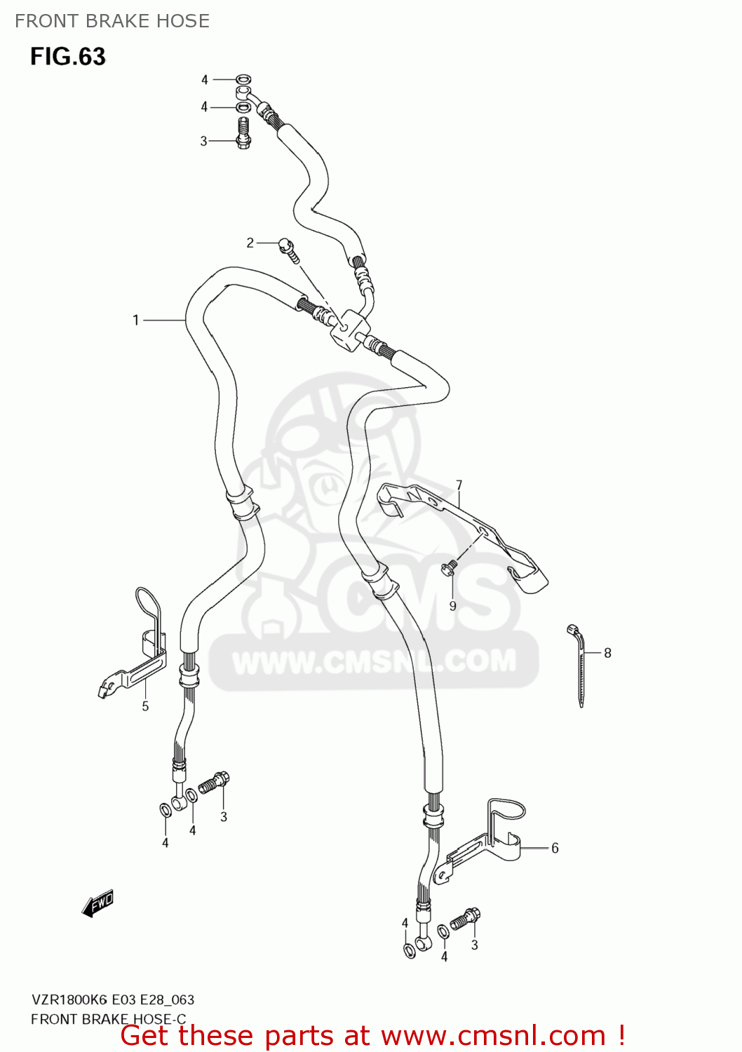 FRONT BRAKE HOSE VZR1800N BOULEVARD M109R 2009 (K9) CALIFORNIA (E33)