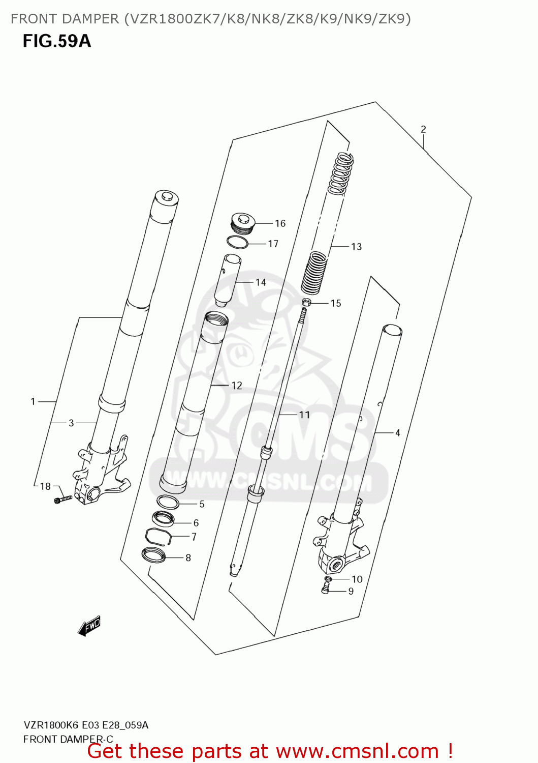FRONT DAMPER (VZR1800ZK7/K8/NK8/ZK8/K9/NK9/ZK9) VZR1800N BOULEVARD M109R 2009 (K9) CALIFORNIA (E33)
