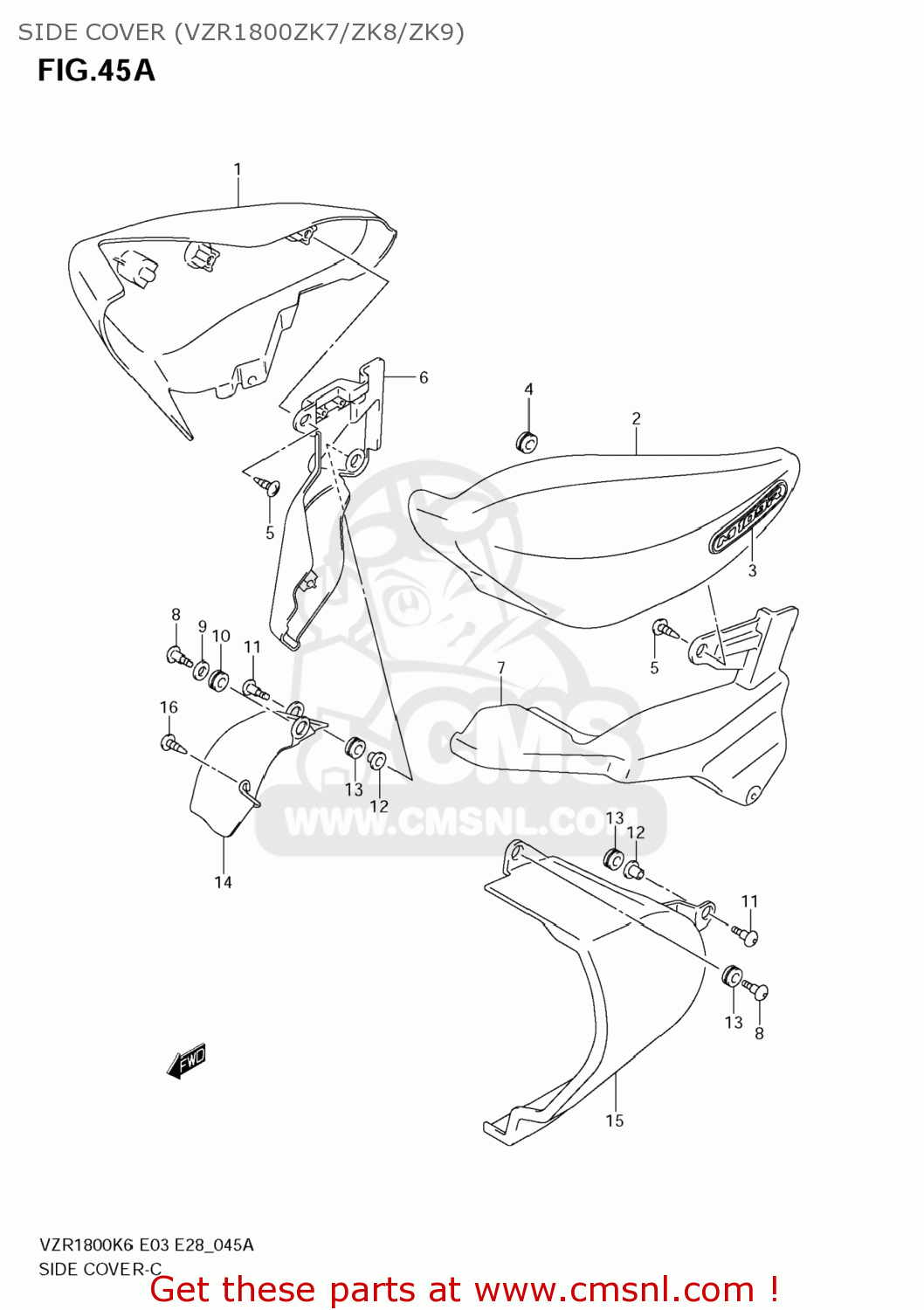SIDE COVER (VZR1800ZK7/ZK8/ZK9) VZR1800N BOULEVARD M109R 2009 (K9) CALIFORNIA (E33)