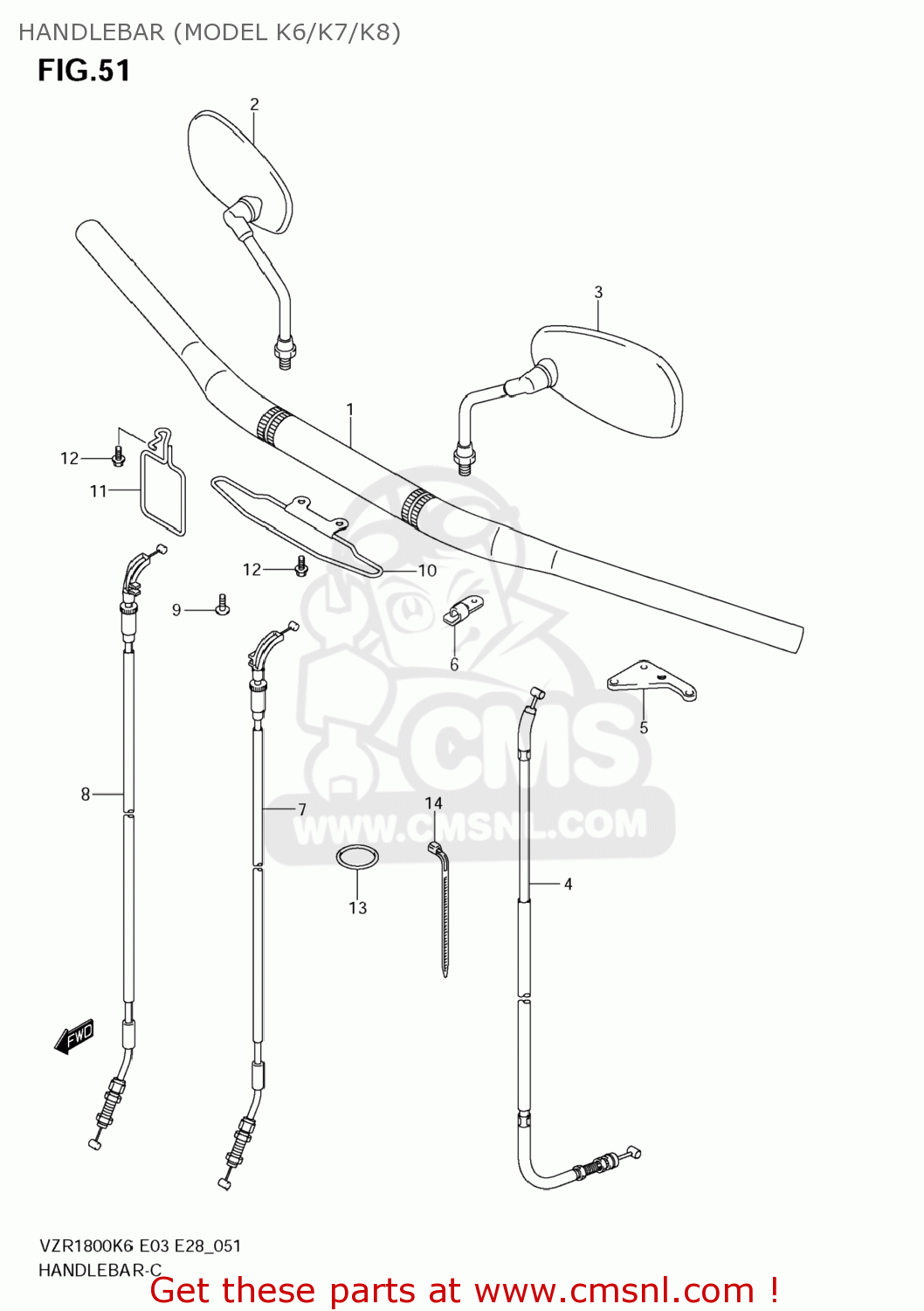 HANDLEBAR (MODEL K6/K7/K8) VZR1800Z BOULEVARD M109R 2007 (K7) CALIFORNIA (E33)