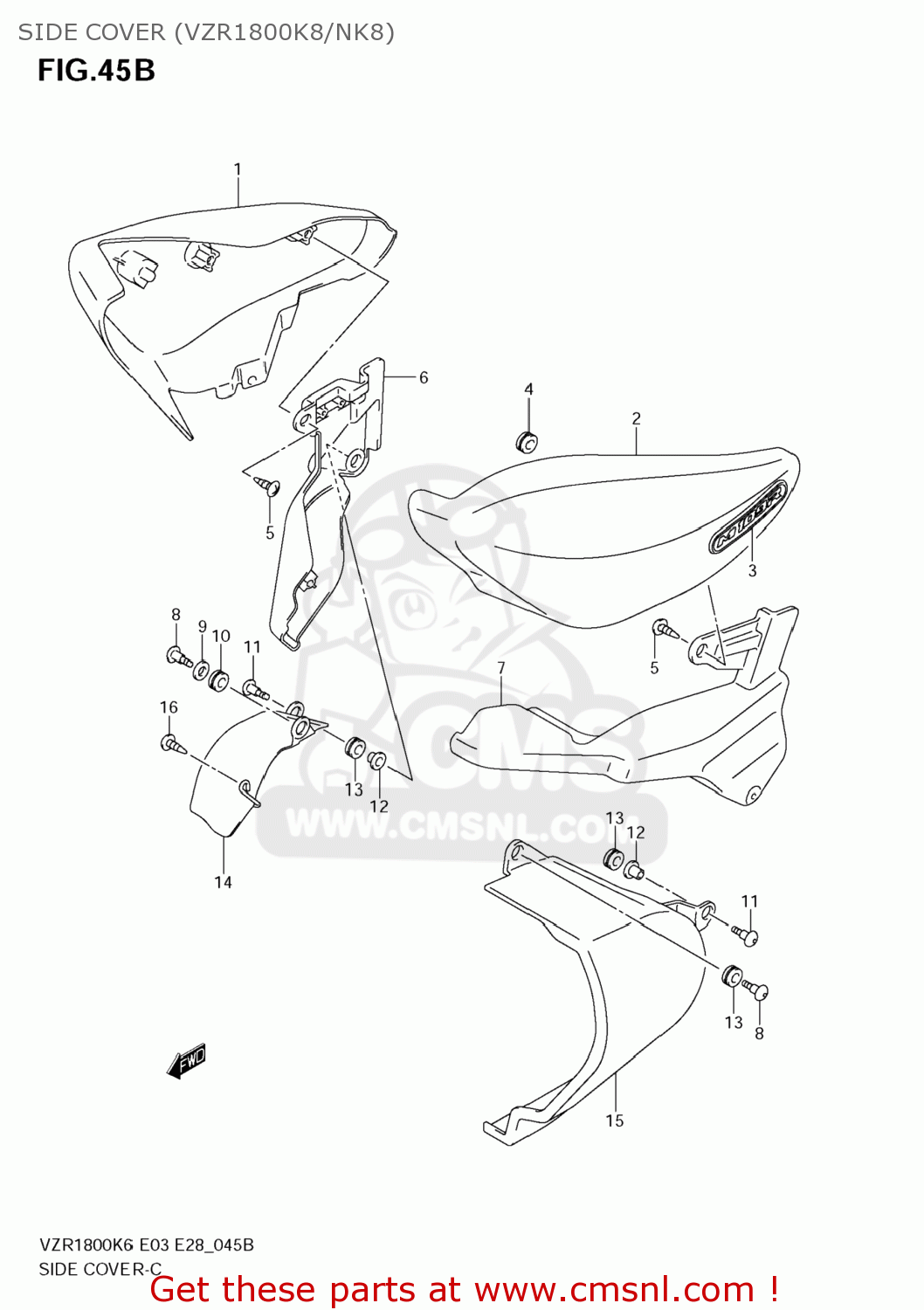 SIDE COVER (VZR1800K8/NK8) VZR1800Z BOULEVARD M109R 2007 (K7) CALIFORNIA (E33)