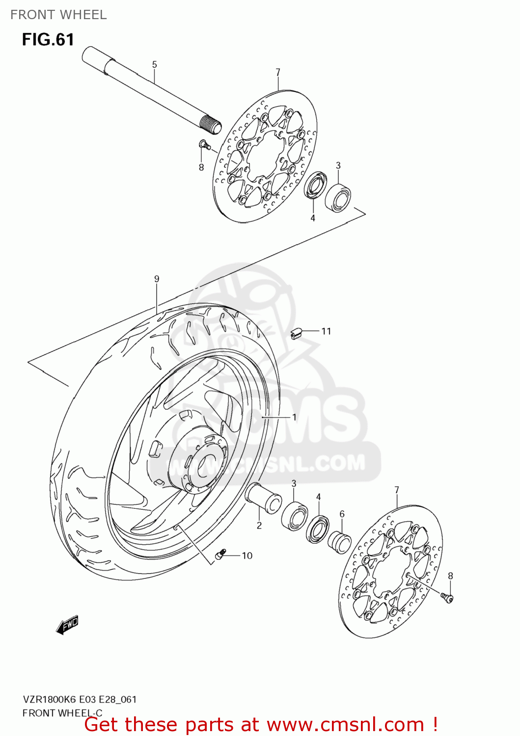FRONT WHEEL VZR1800Z BOULEVARD M109R 2008 (K8) CALIFORNIA (E33)