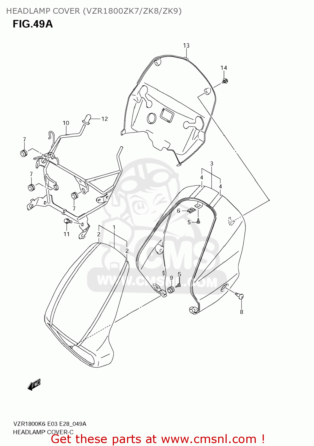 HEADLAMP COVER (VZR1800ZK7/ZK8/ZK9) VZR1800Z BOULEVARD M109R 2008 (K8) CALIFORNIA (E33)