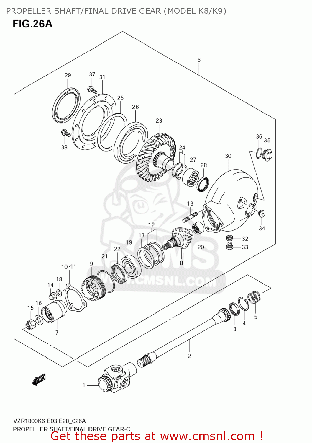 PROPELLER SHAFT/FINAL DRIVE GEAR (MODEL K8/K9) VZR1800Z BOULEVARD M109R 2008 (K8) CALIFORNIA (E33)