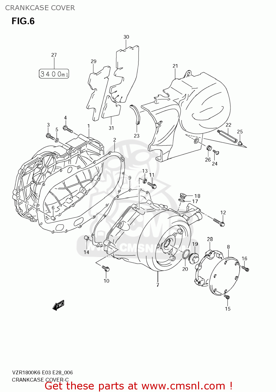 CRANKCASE COVER VZR1800Z BOULEVARD M109R 2009 (K9) CALIFORNIA (E33)