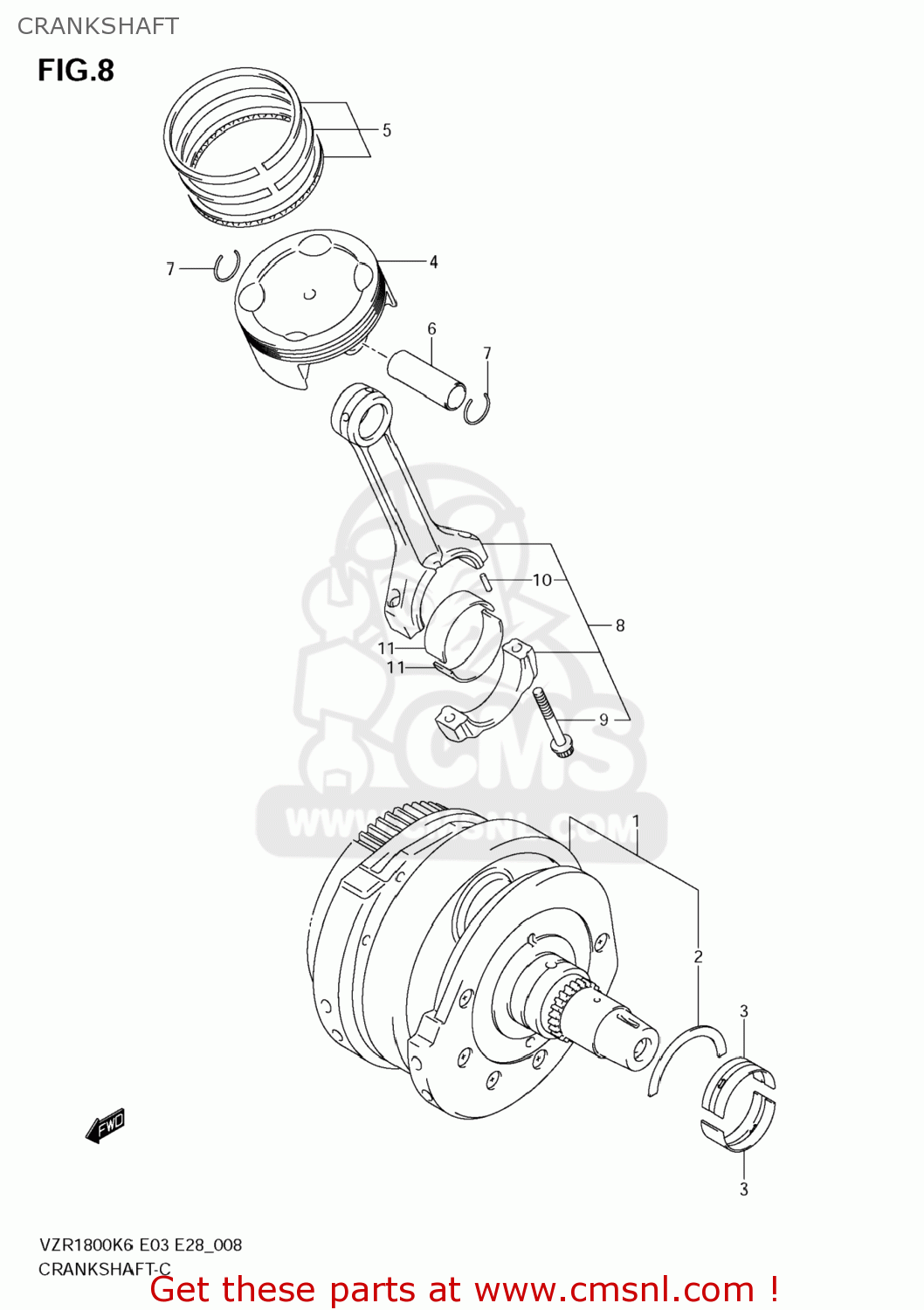 CRANKSHAFT VZR1800Z BOULEVARD M109R 2009 (K9) CALIFORNIA (E33)