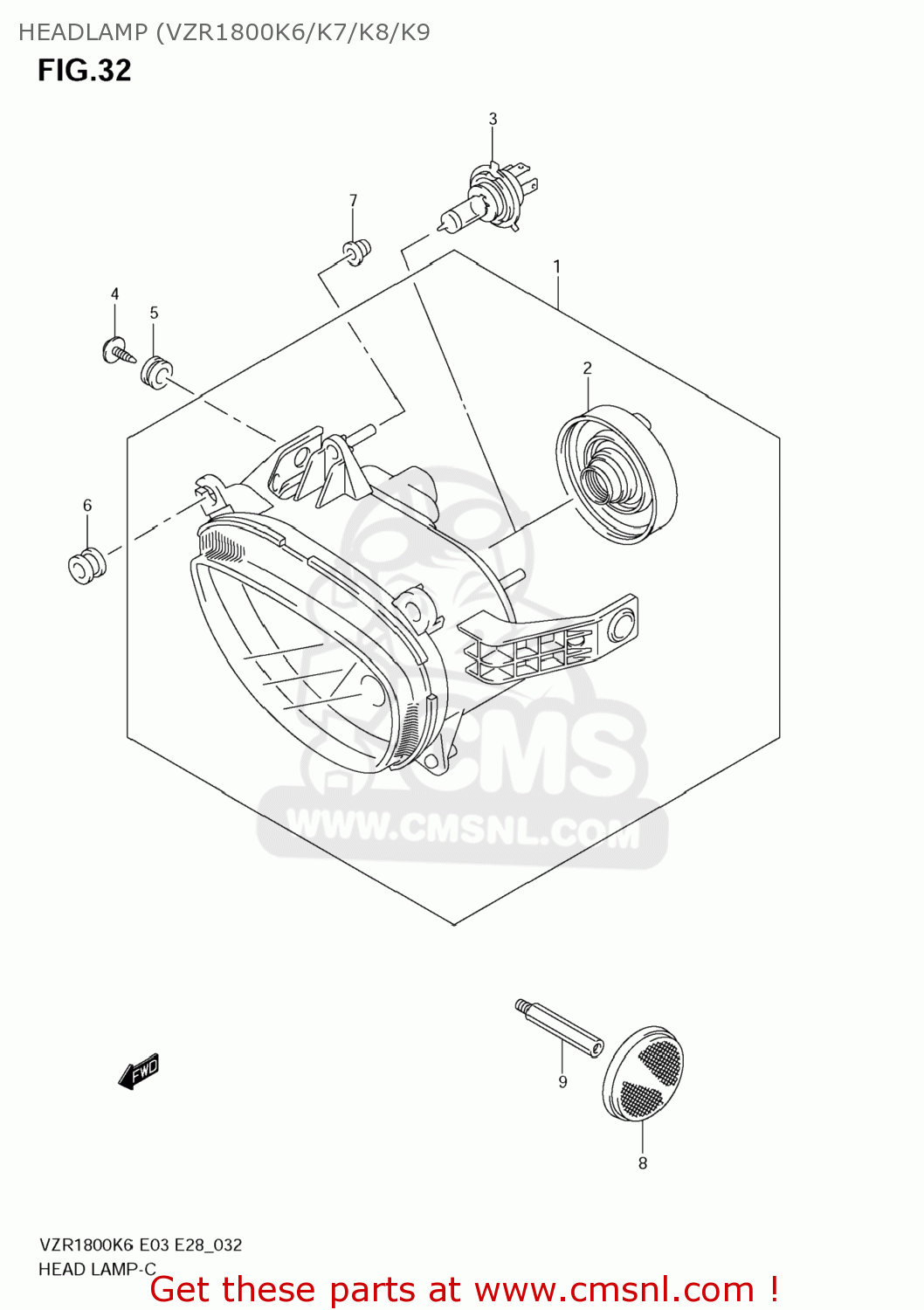 HEADLAMP (VZR1800K6/K7/K8/K9 VZR1800Z BOULEVARD M109R 2009 (K9) CALIFORNIA (E33)