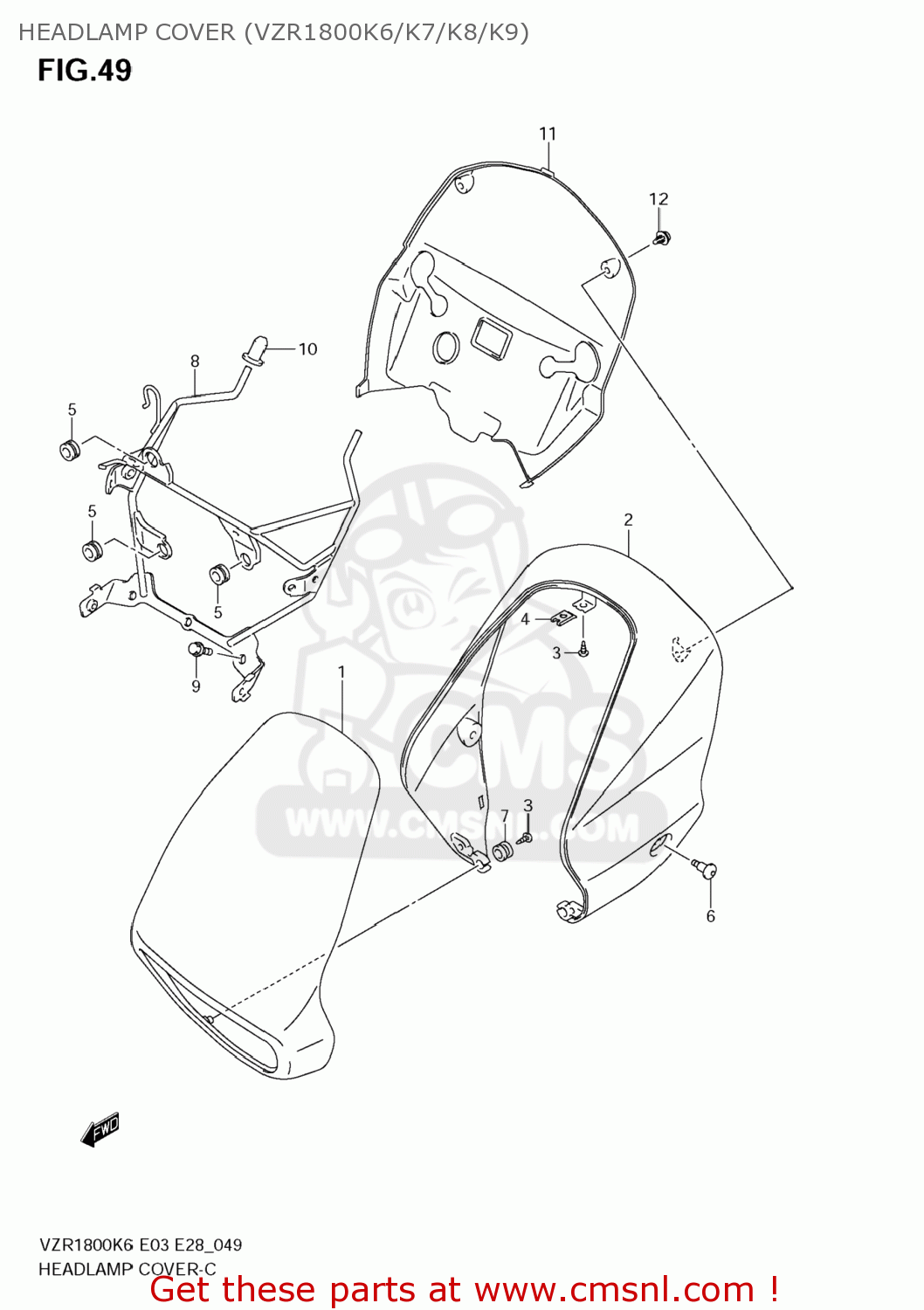HEADLAMP COVER (VZR1800K6/K7/K8/K9) VZR1800Z BOULEVARD M109R 2009 (K9) CALIFORNIA (E33)