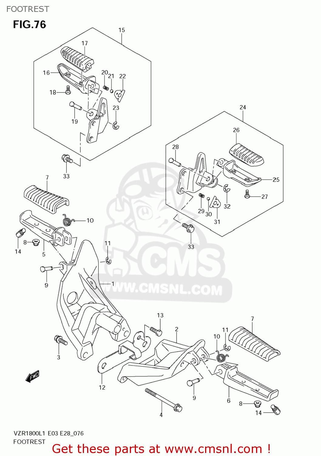 FOOTREST VZR1800Z BOULEVARD M109R 2011 (L1) USA CALIF CANAD (E03 E33 E28)