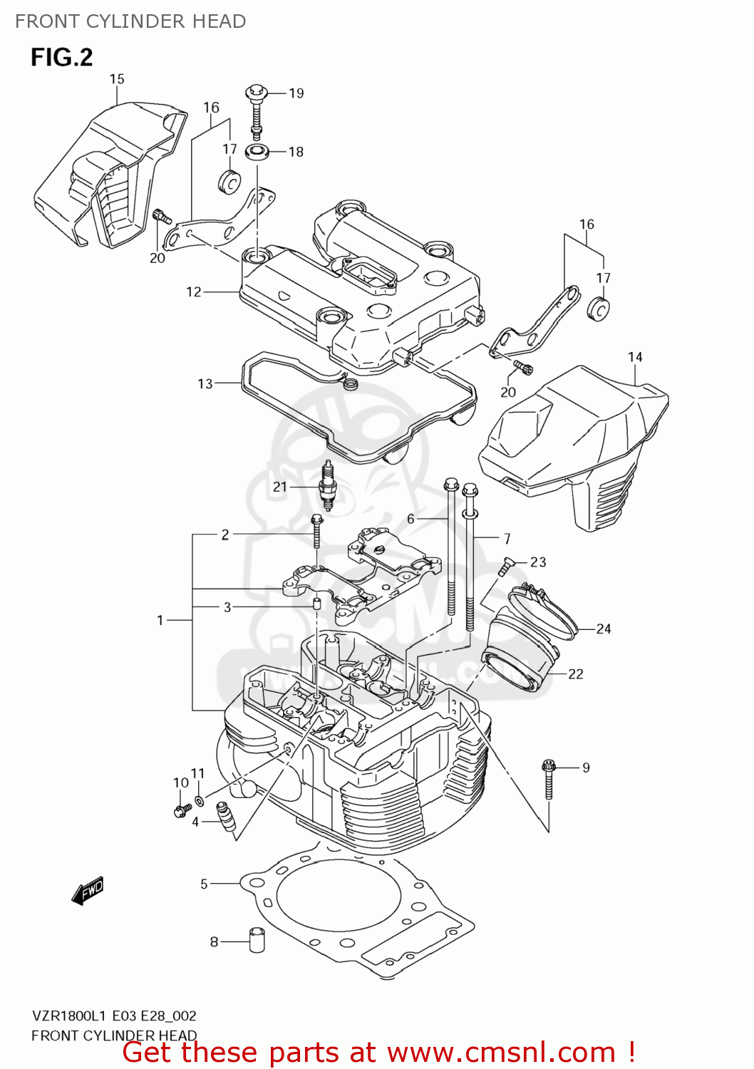 FRONT CYLINDER HEAD VZR1800Z BOULEVARD M109R 2011 (L1) USA CALIF CANAD (E03 E33 E28)