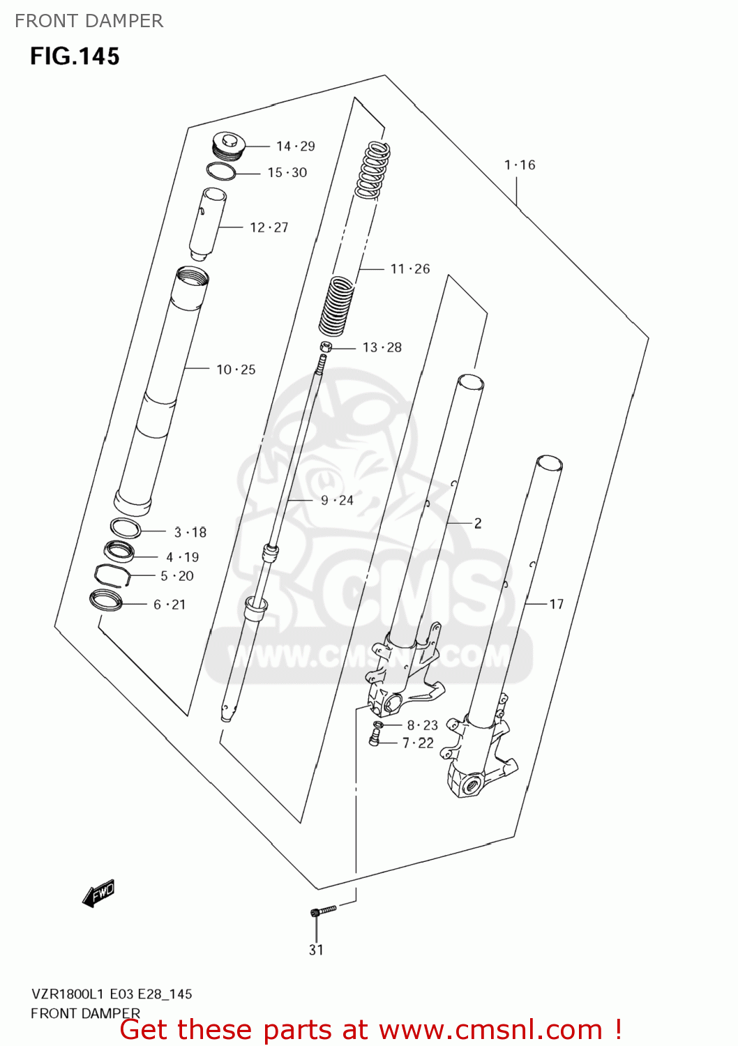 FRONT DAMPER VZR1800Z BOULEVARD M109R 2011 (L1) USA CALIF CANAD (E03 E33 E28)