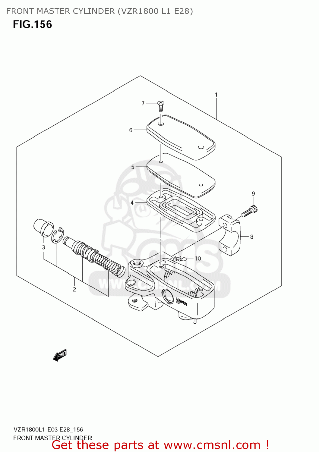 FRONT MASTER CYLINDER (VZR1800 L1 E28) VZR1800Z BOULEVARD M109R 2011 (L1) USA CALIF CANAD (E03 E33 E28)