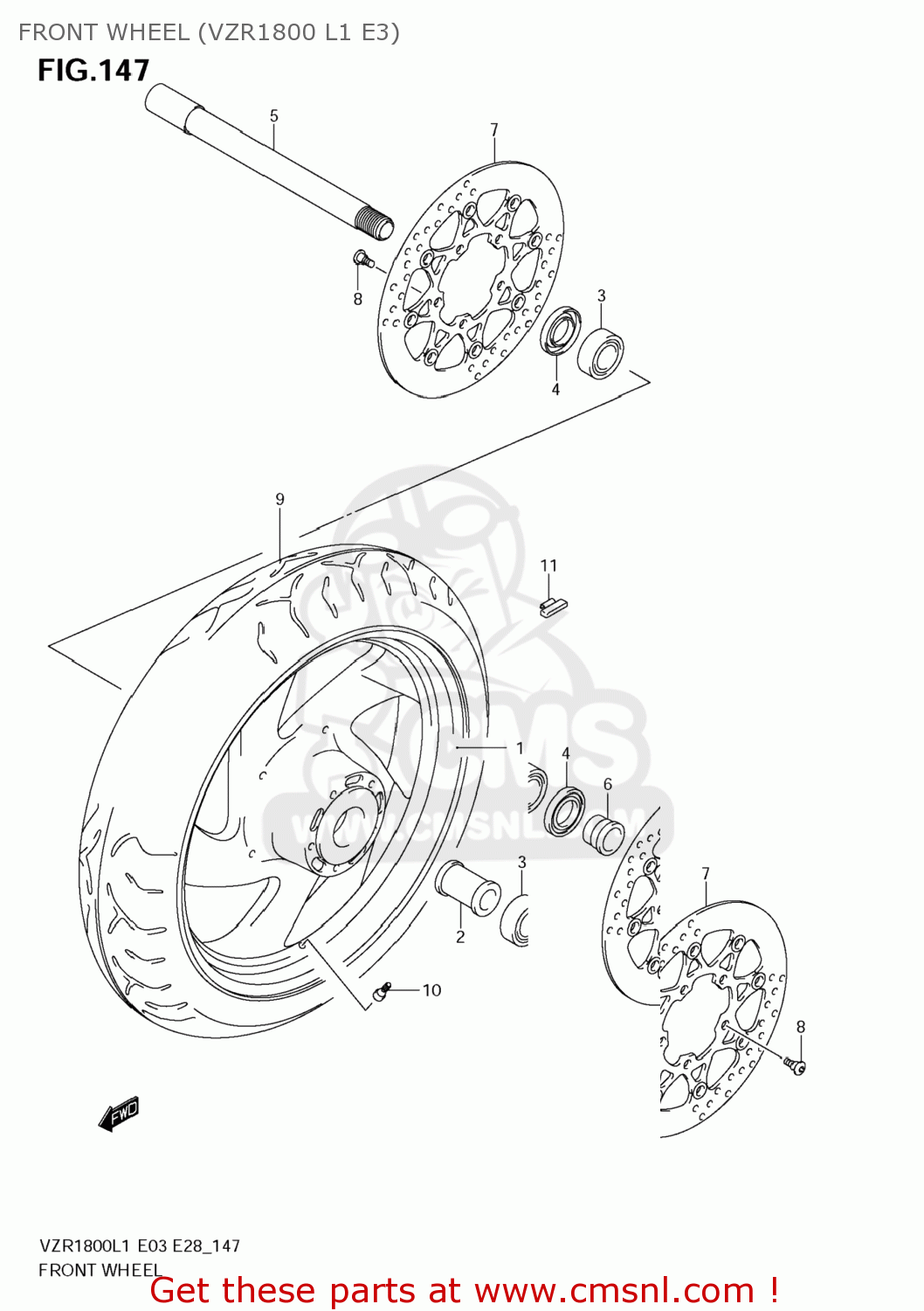 FRONT WHEEL (VZR1800 L1 E3) VZR1800Z BOULEVARD M109R 2011 (L1) USA CALIF CANAD (E03 E33 E28)