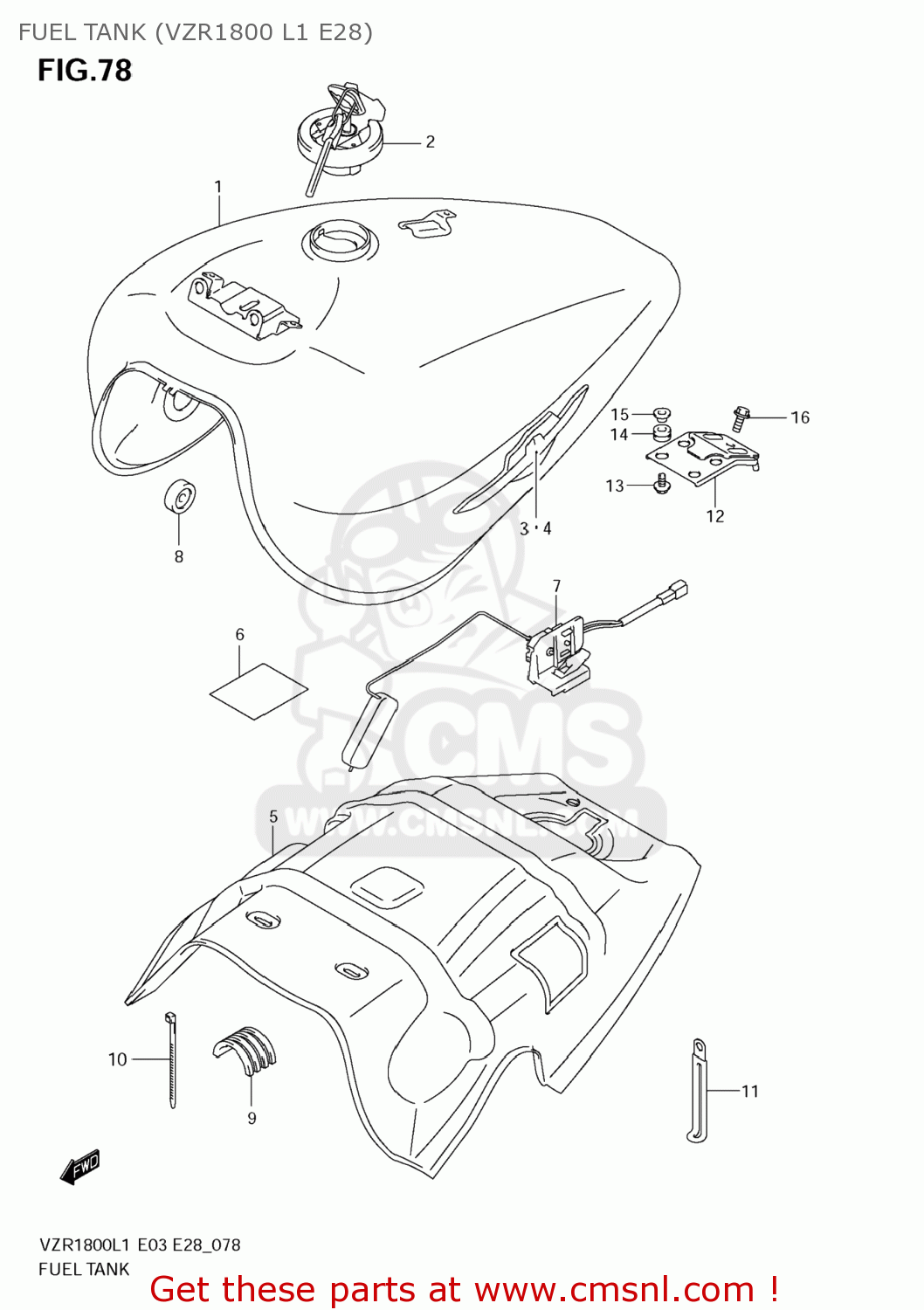 FUEL TANK (VZR1800 L1 E28) VZR1800Z BOULEVARD M109R 2011 (L1) USA CALIF CANAD (E03 E33 E28)