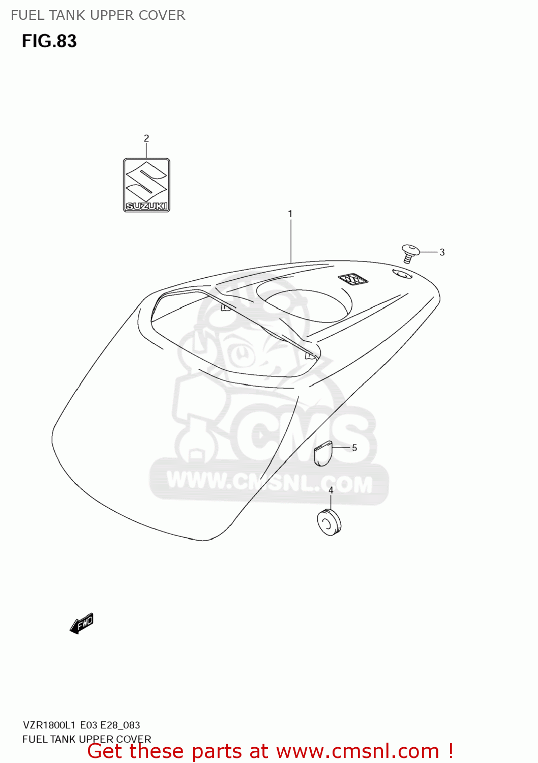 FUEL TANK UPPER COVER VZR1800Z BOULEVARD M109R 2011 (L1) USA CALIF CANAD (E03 E33 E28)