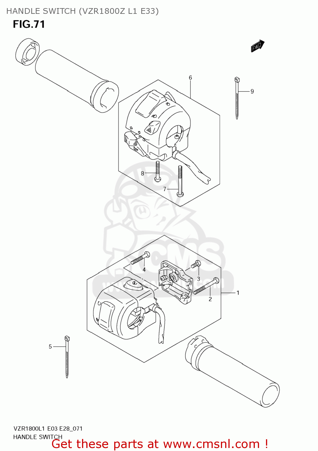 HANDLE SWITCH (VZR1800Z L1 E33) VZR1800Z BOULEVARD M109R 2011 (L1) USA CALIF CANAD (E03 E33 E28)