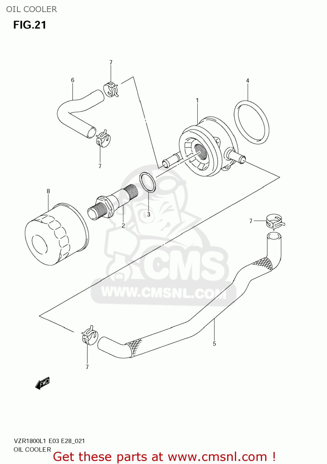 OIL COOLER VZR1800Z BOULEVARD M109R 2011 (L1) USA CALIF CANAD (E03 E33 E28)