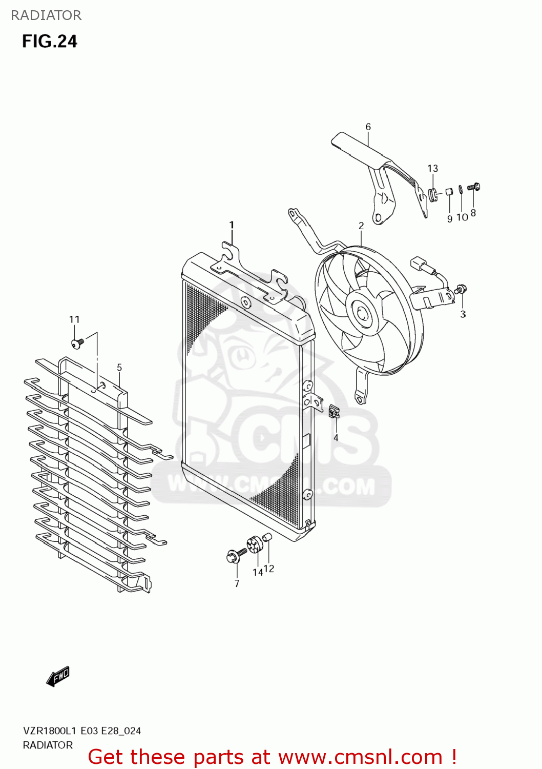 RADIATOR VZR1800Z BOULEVARD M109R 2011 (L1) USA CALIF CANAD (E03 E33 E28)