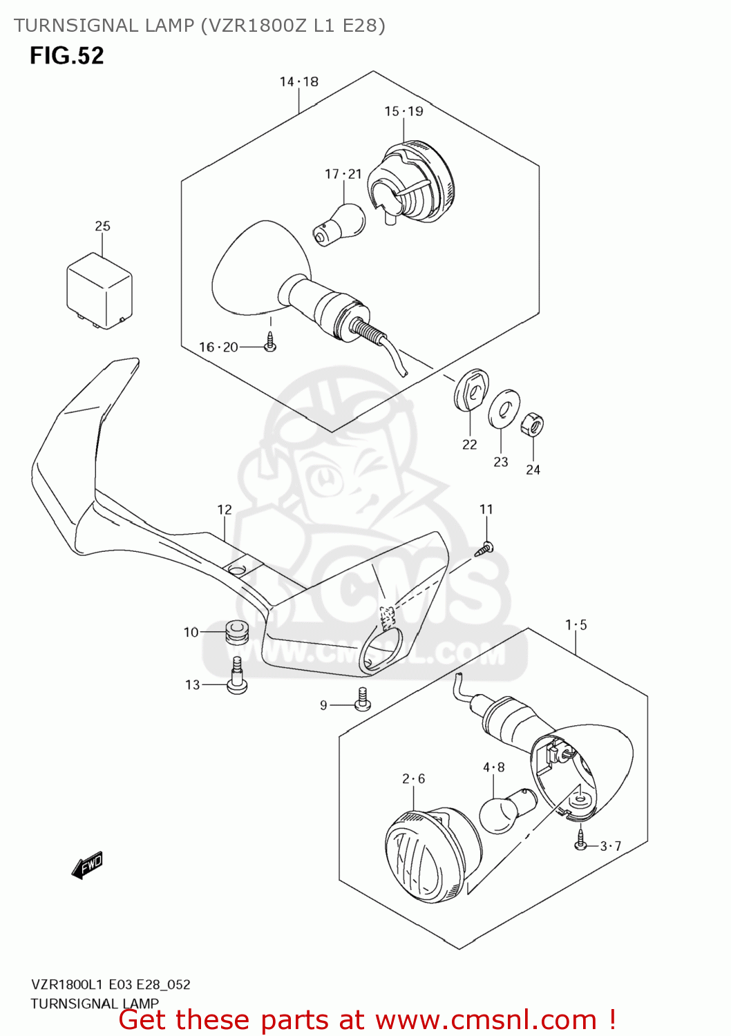 TURNSIGNAL LAMP (VZR1800Z L1 E28) VZR1800Z BOULEVARD M109R 2011 (L1) USA CALIF CANAD (E03 E33 E28)