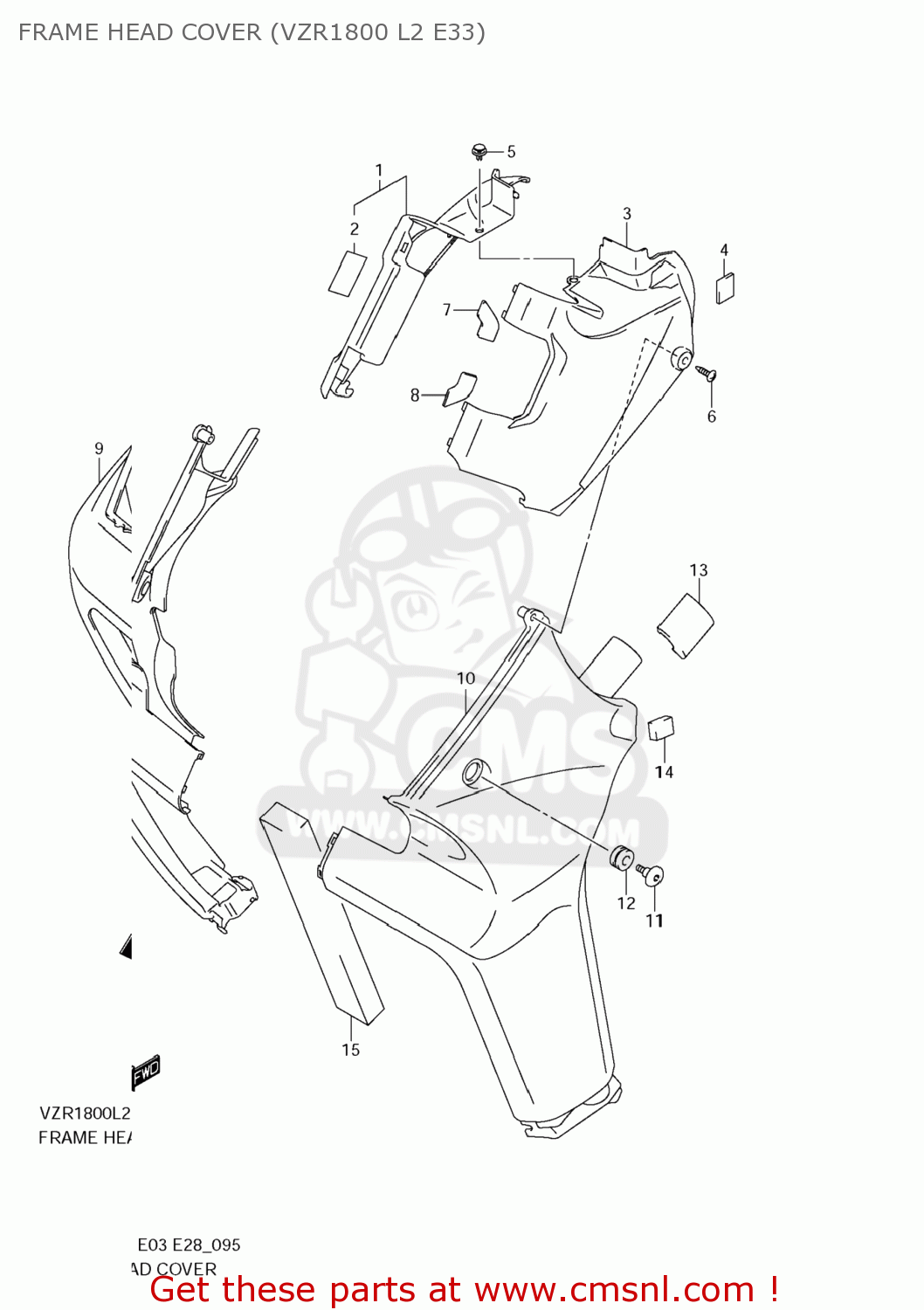 FRAME HEAD COVER (VZR1800 L2 E33) VZR1800Z BOULEVARD M109R 2012 (L2) USA CALIF CANAD (E03 E33 E28)