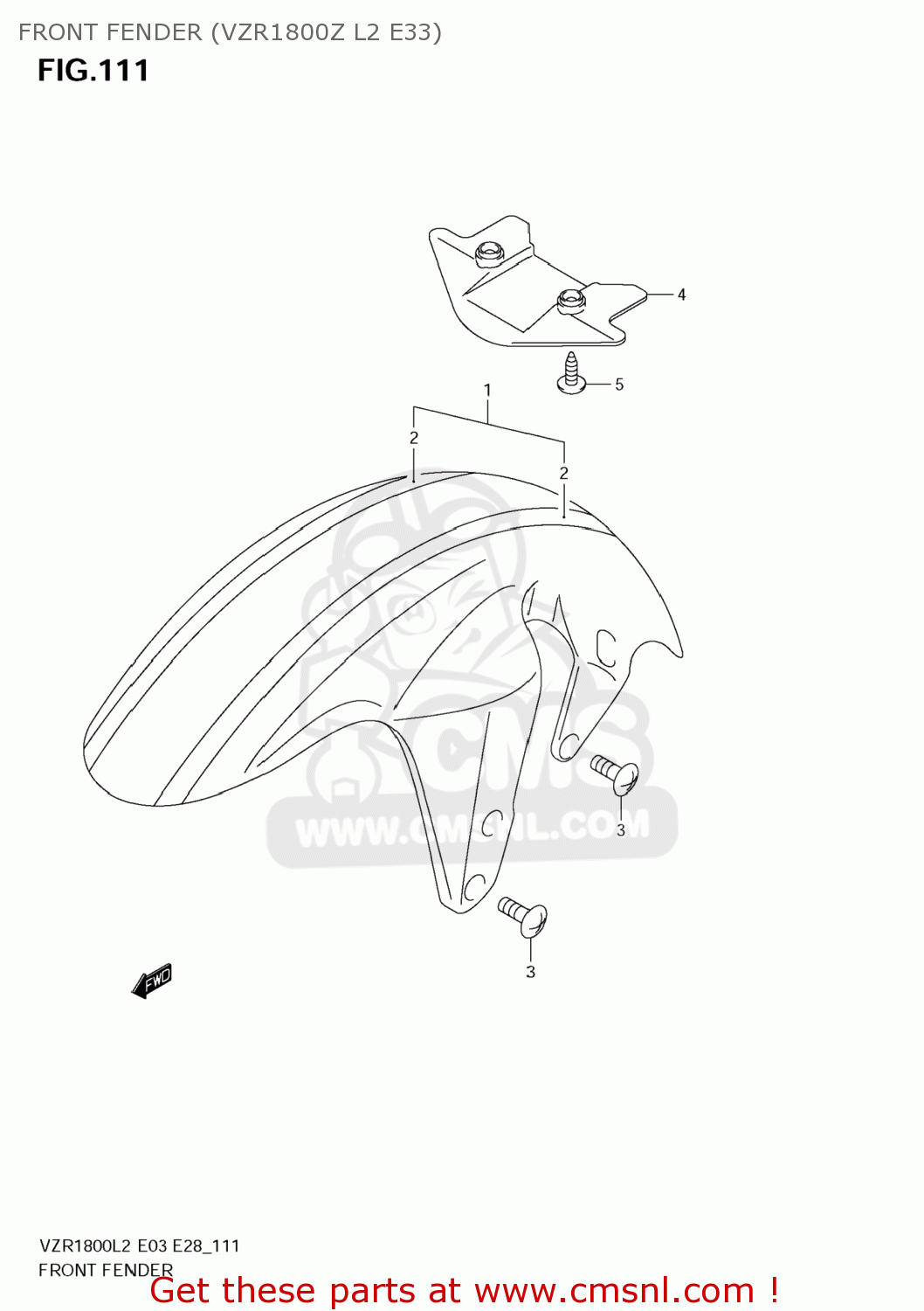 FRONT FENDER (VZR1800Z L2 E33) VZR1800Z BOULEVARD M109R 2012 (L2) USA CALIF CANAD (E03 E33 E28)