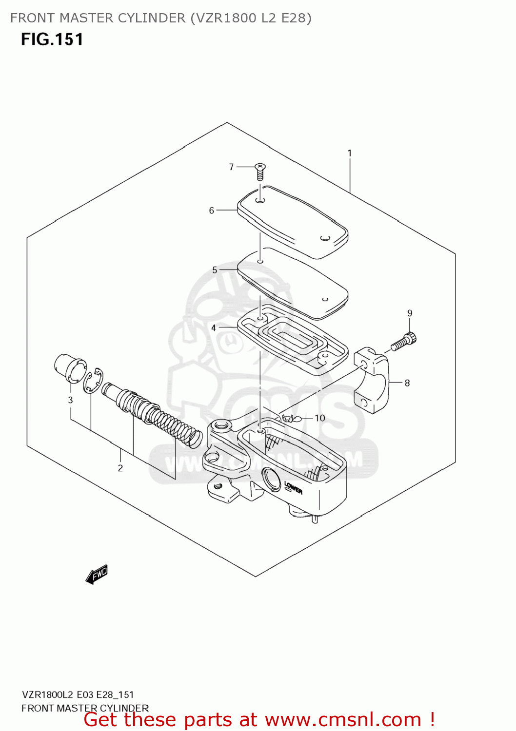 FRONT MASTER CYLINDER (VZR1800 L2 E28) VZR1800Z BOULEVARD M109R 2012 (L2) USA CALIF CANAD (E03 E33 E28)