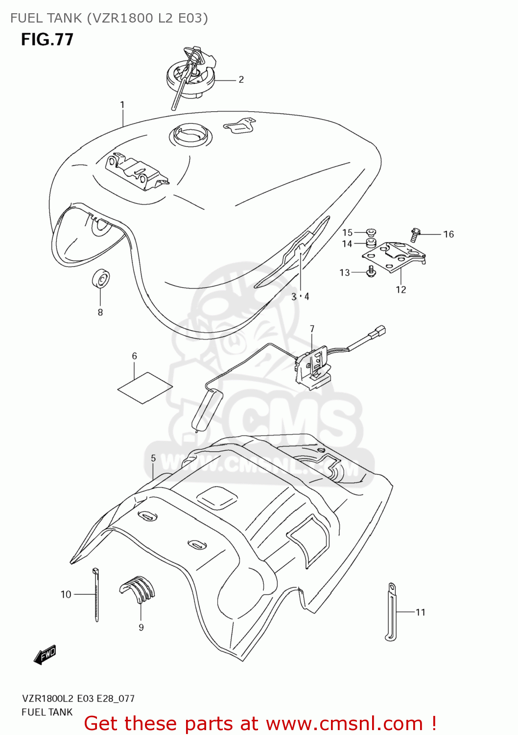 FUEL TANK (VZR1800 L2 E03) VZR1800Z BOULEVARD M109R 2012 (L2) USA CALIF CANAD (E03 E33 E28)