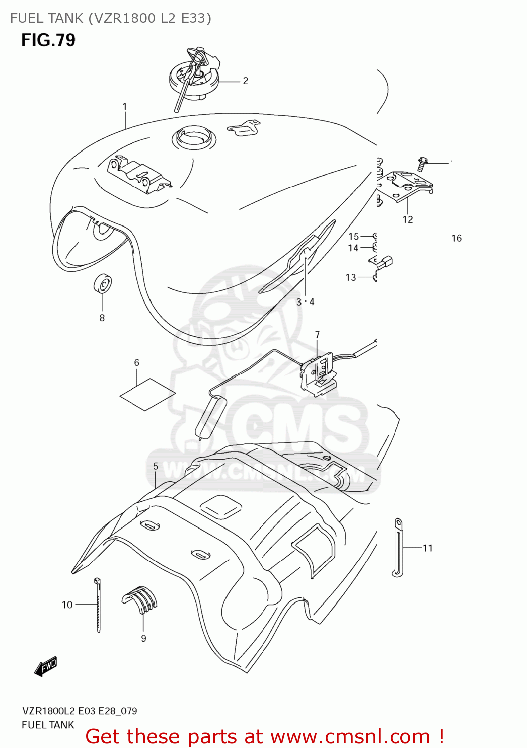 FUEL TANK (VZR1800 L2 E33) VZR1800Z BOULEVARD M109R 2012 (L2) USA CALIF CANAD (E03 E33 E28)
