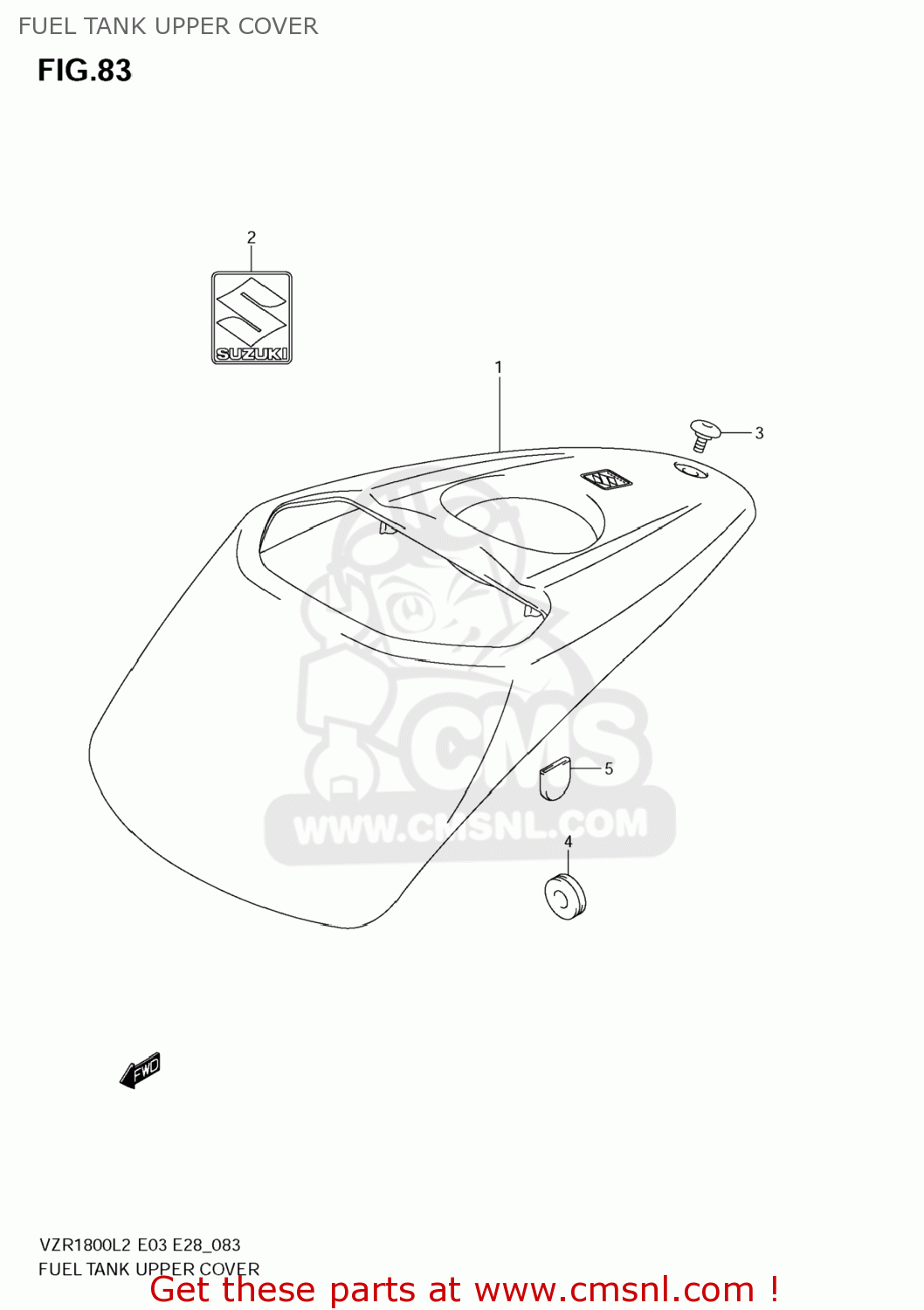 FUEL TANK UPPER COVER VZR1800Z BOULEVARD M109R 2012 (L2) USA CALIF CANAD (E03 E33 E28)