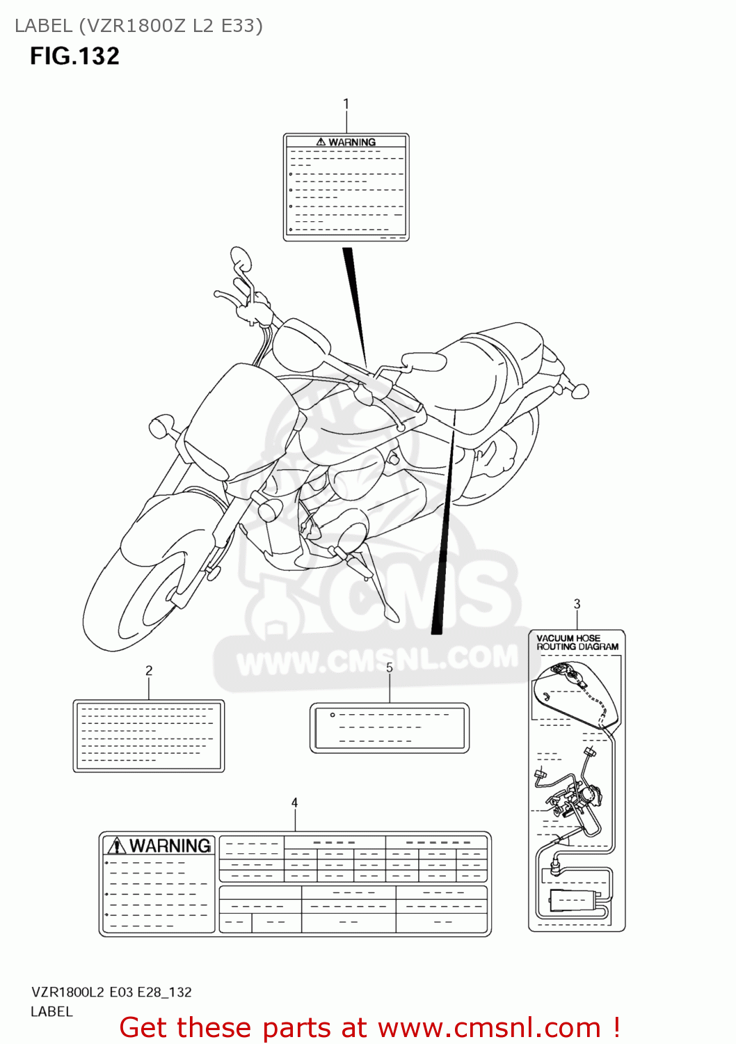 LABEL (VZR1800Z L2 E33) VZR1800Z BOULEVARD M109R 2012 (L2) USA CALIF CANAD (E03 E33 E28)