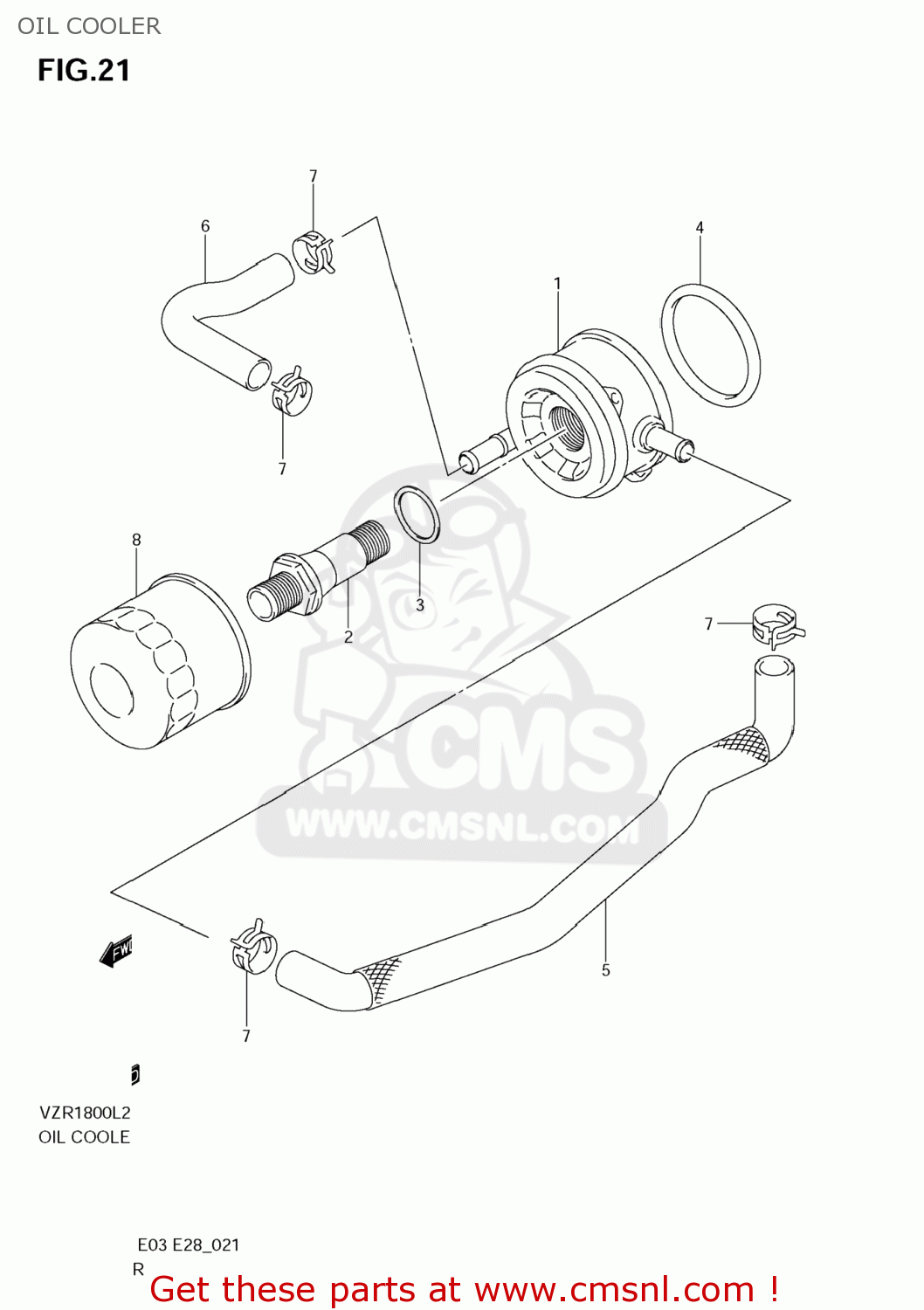 OIL COOLER VZR1800Z BOULEVARD M109R 2012 (L2) USA CALIF CANAD (E03 E33 E28)