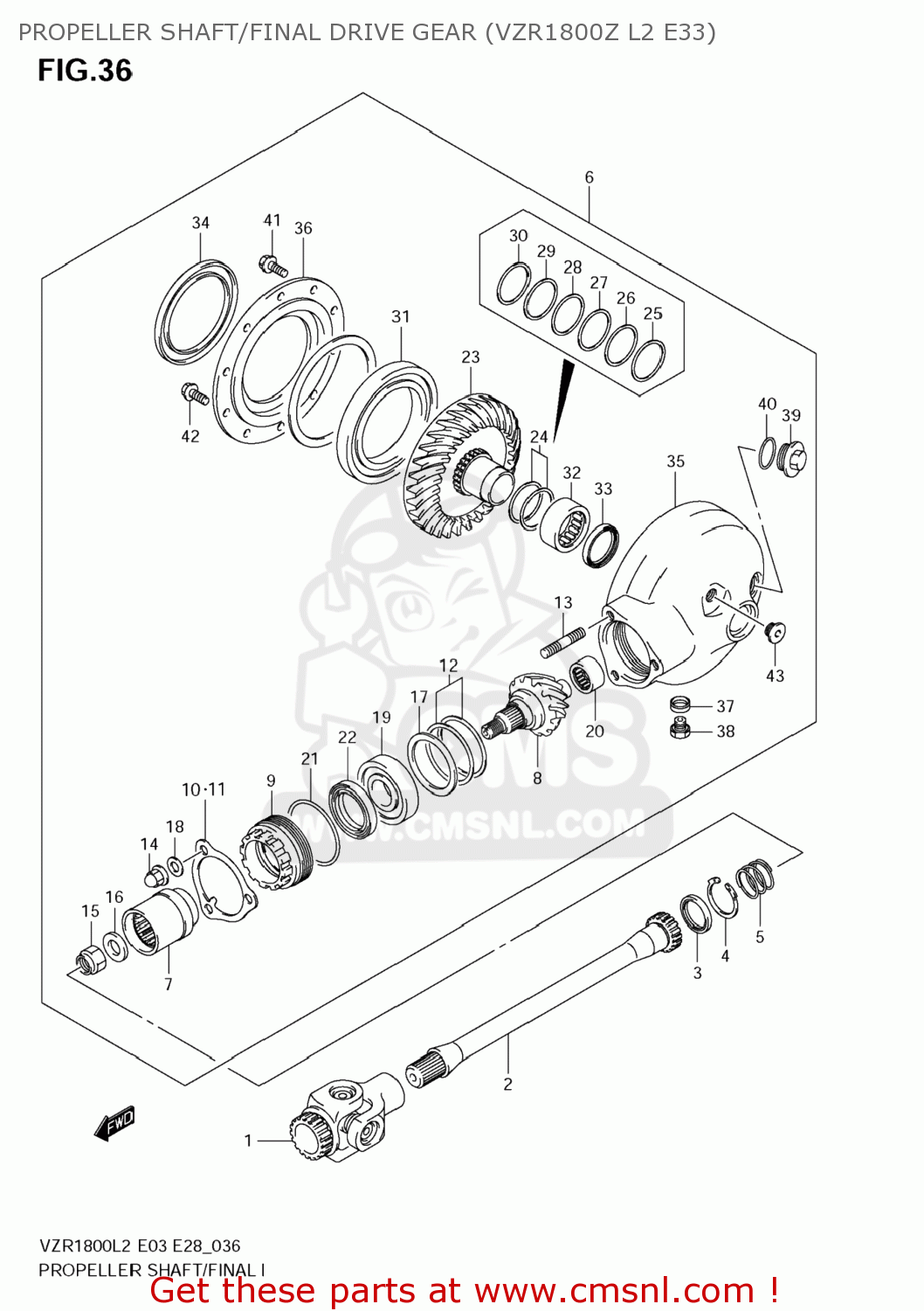 PROPELLER SHAFT/FINAL DRIVE GEAR (VZR1800Z L2 E33) VZR1800Z BOULEVARD M109R 2012 (L2) USA CALIF CANAD (E03 E33 E28)