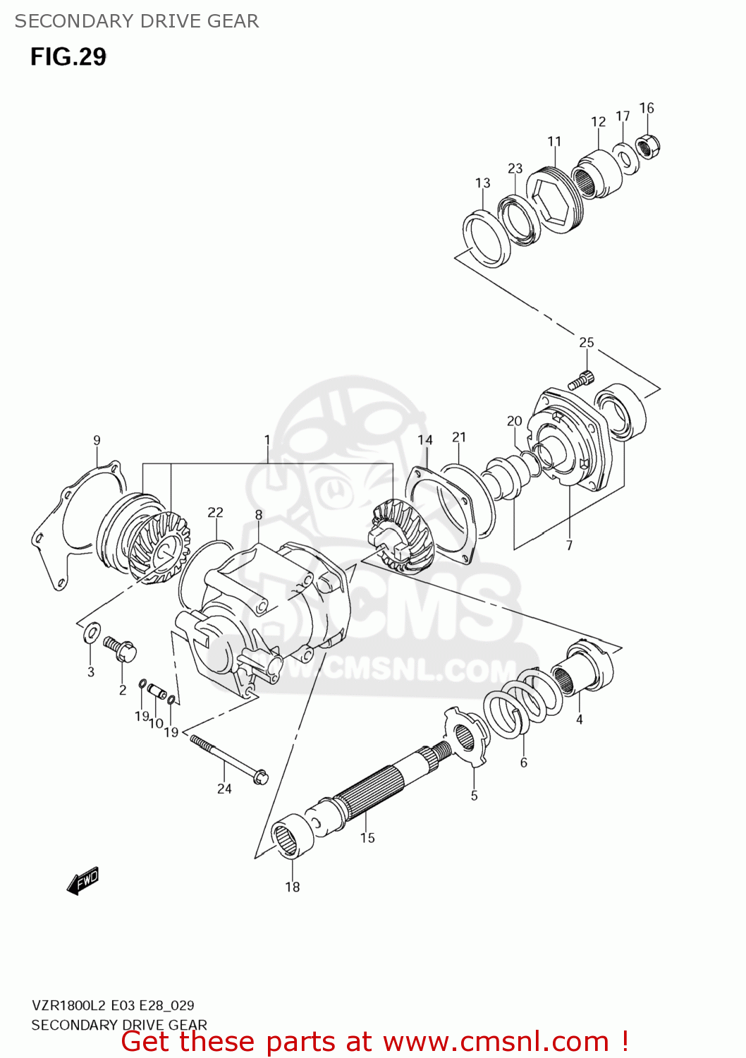 SECONDARY DRIVE GEAR VZR1800Z BOULEVARD M109R 2012 (L2) USA CALIF CANAD (E03 E33 E28)