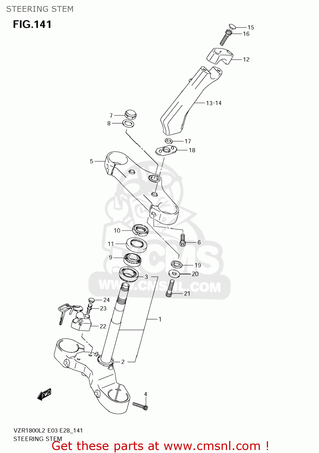 STEERING STEM VZR1800Z BOULEVARD M109R 2012 (L2) USA CALIF CANAD (E03 E33 E28)