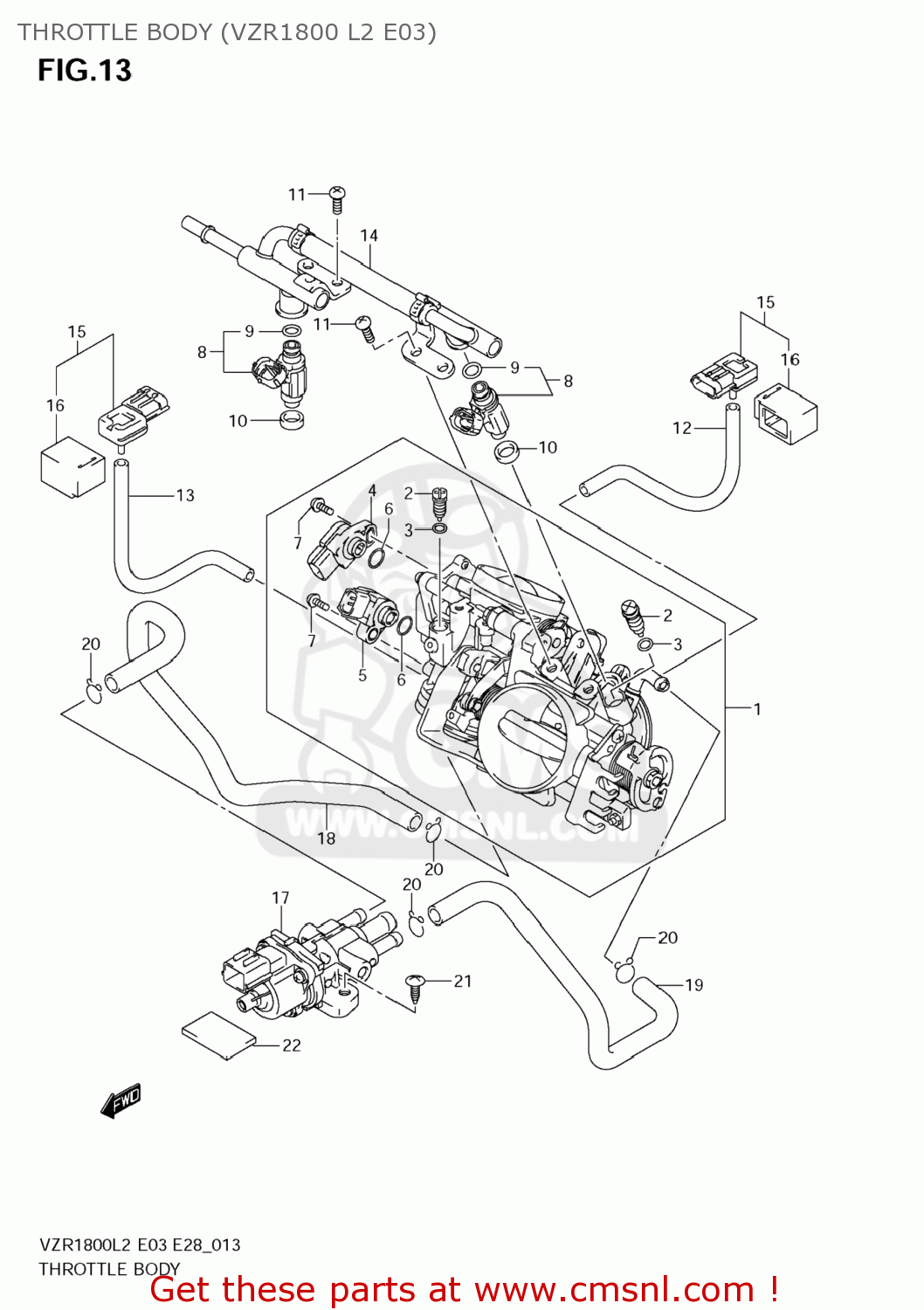 THROTTLE BODY (VZR1800 L2 E03) VZR1800Z BOULEVARD M109R 2012 (L2) USA CALIF CANAD (E03 E33 E28)