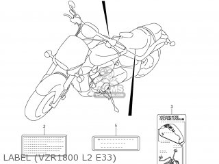 LABEL (VZR1800 L2 E33) - VZR1800Z BOULEVARD M109R 2012 (L2) USA CALIF CANAD (E03 E33 E28)