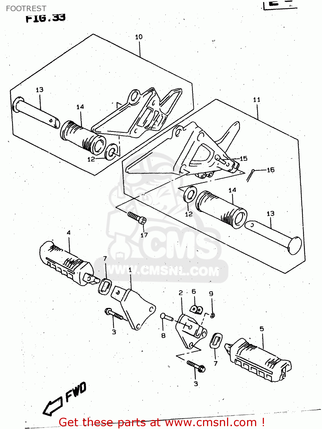 FOOTREST XF650 1997 (V) (E02 E04 E17 E18 E22 E24 E25 E34)