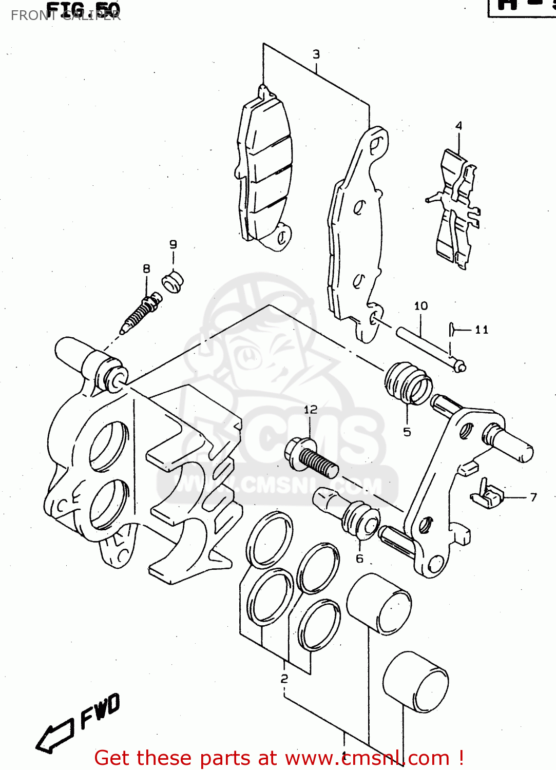 FRONT CALIPER XF650 1997 (V) (E02 E04 E17 E18 E22 E24 E25 E34)