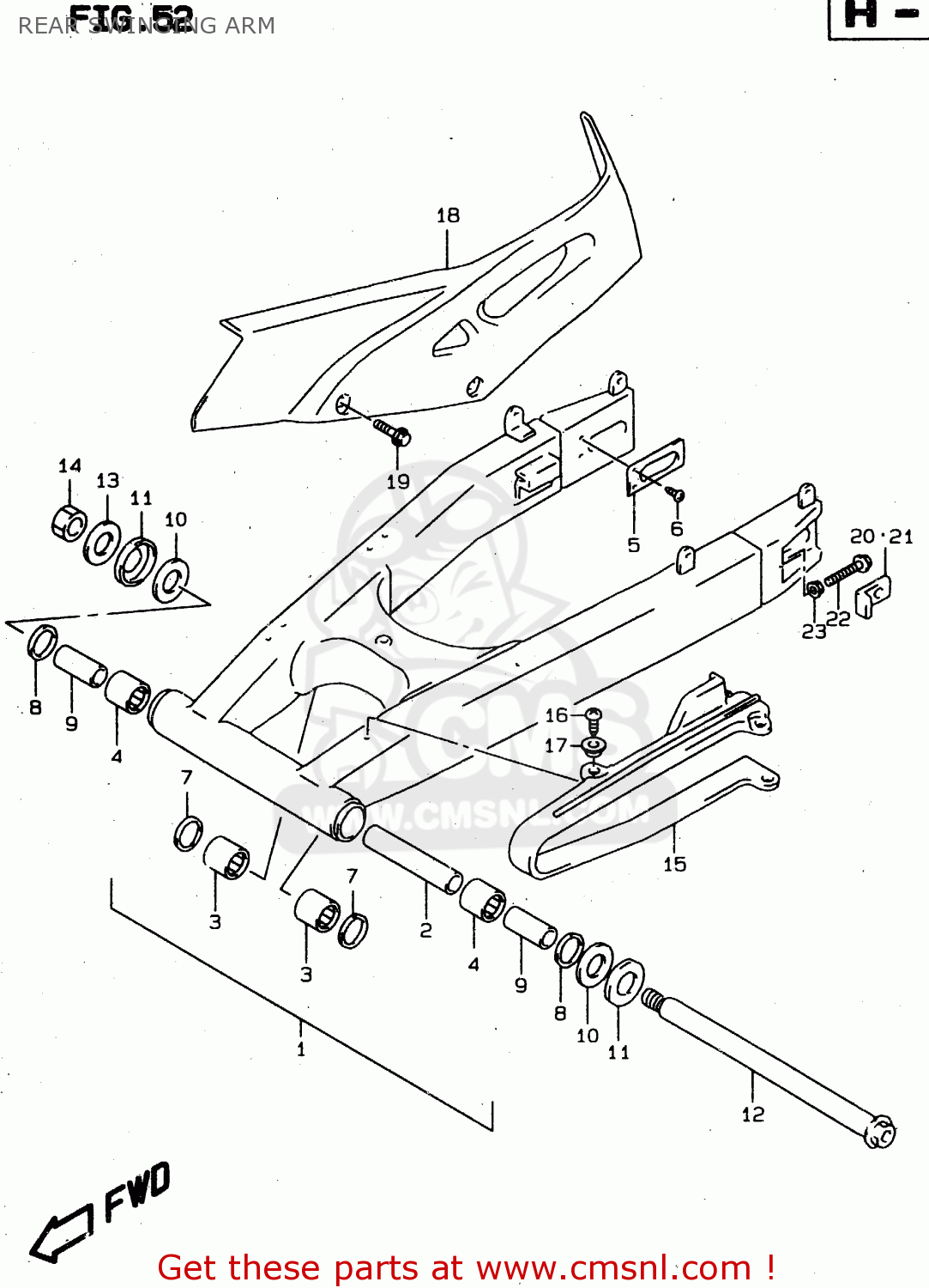 REAR SWINGING ARM XF650 1997 (V) (E02 E04 E17 E18 E22 E24 E25 E34)